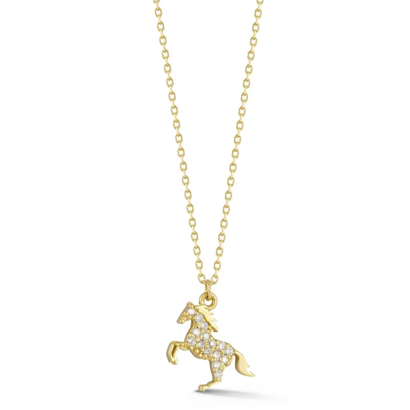 Soleil 14K Gold Diamond Dainty Horse Pendant Necklace