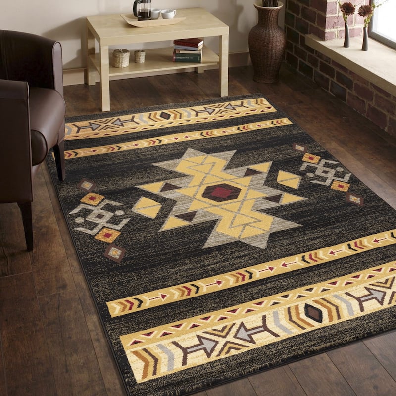Tribes GC_YLS4004 Black Southwest Area Rug
