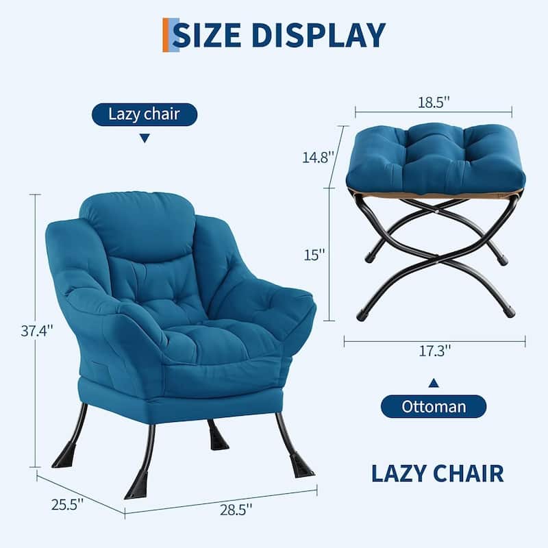 Lazy Chair and Ottoman, with Side Pocket and Arm