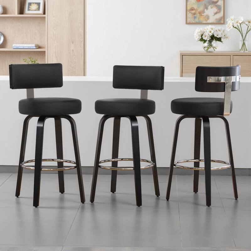 Upholstered Swivel Counter/ Bar Stools with T-Shaped Backrest