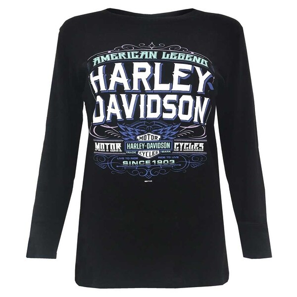 Shop Harley Davidson Women S Coronation Foil H D Long Sleeve Round Neck Shirt Black Ships To Canada Overstock 18146451