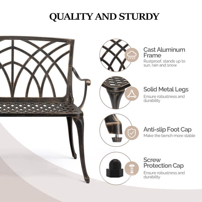 38in Outdoor Orchid Pattern Backrest Aluminum Ottoman