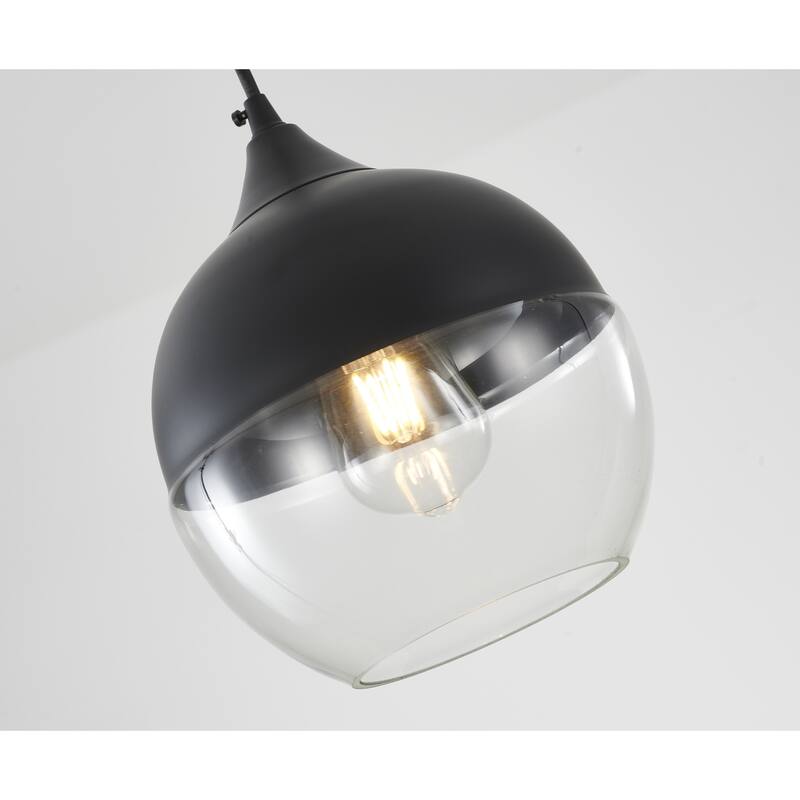 1-Light Matte Black Single Pendant With A Clear Glass Shade
