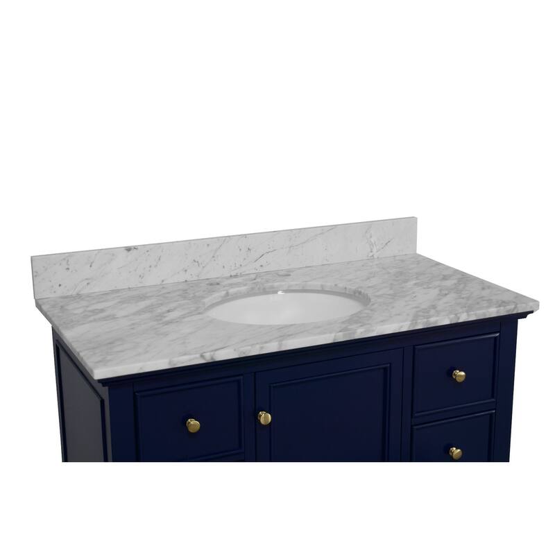 KitchenBathCollection Bella 42" Bathroom Vanity with Carrara Marble Top