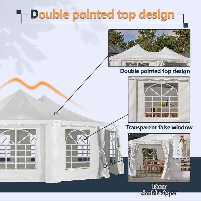 29x21ft Heavy Duty Party Tent,White Wedding and Event Canopy - 345.72”(L) x 250.8”(W) x 141.72”(H)
