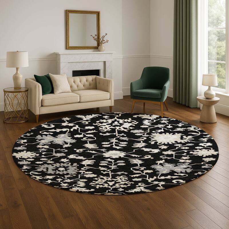 Premium Washable Super Soft Traditional Avanti Mayfield Rug - Black - 8' x 8'