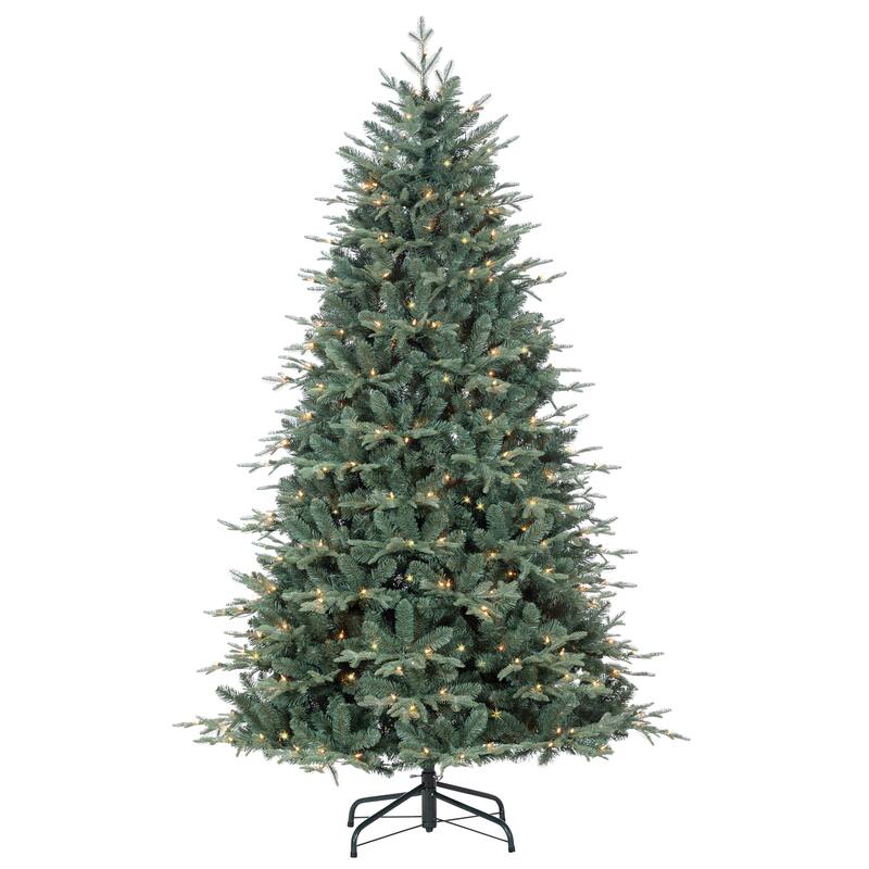 7 Foot Pre Lit Natural Cut Blue Spruce with 400 UL Clear Lights - N/A