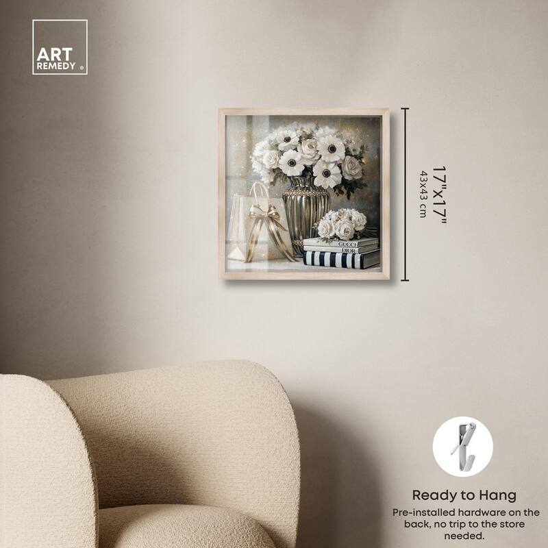 Elegant Flowers Books Neutral Shadowbox by Art Remedy