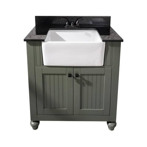 Legion Furniture 30-inch bathroom vanity in Pewter Green with black granite top WLF6022-PG