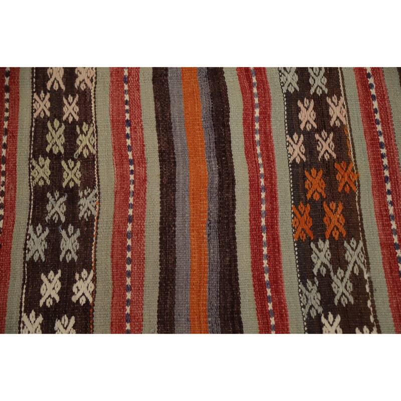 Hand Woven Oriental 100% Wool Carpet Southwestern Tribal Multi-Colored Kilim Area Rug - 8' 7'' X 4' 8''