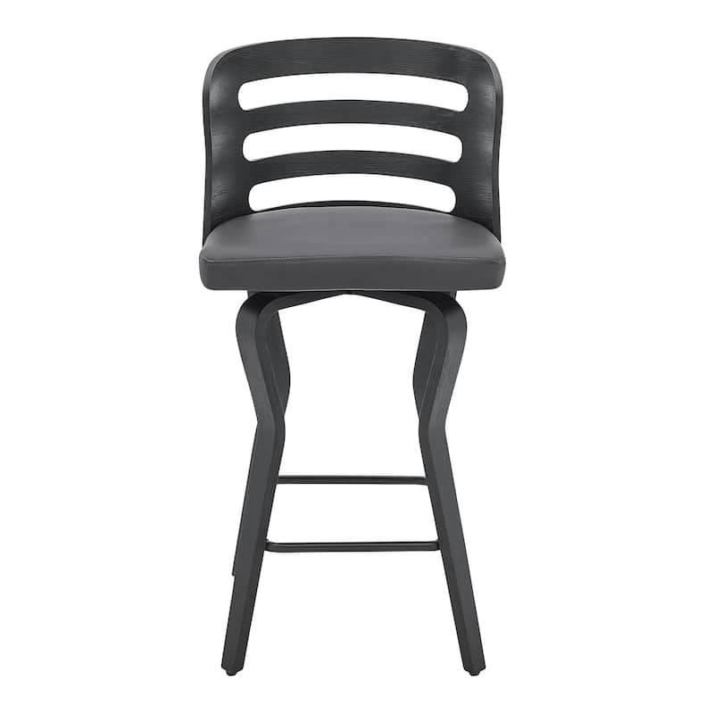 Verne 26" Swivel Faux Leather and Wood Bar Stool - Counter Height - 23-28 in.