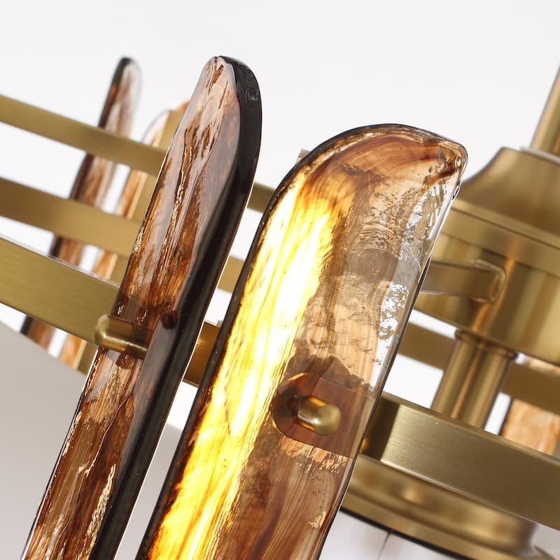 Ceiling Fan 32" Perimost 3-Blade Modern Gold Glass LED