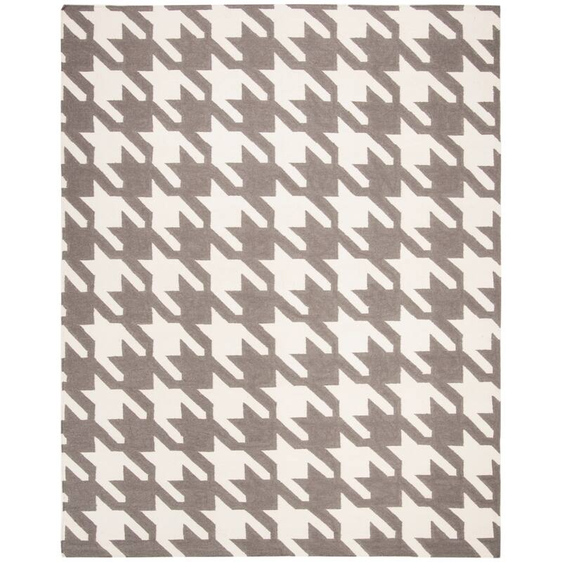 SAFAVIEH Hand-woven Moroccan Tonda Reversible Dhurrie Grey Wool Rug
