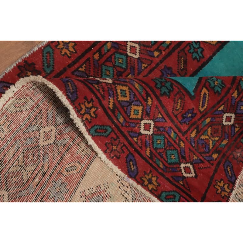Hand Knotted Oriental 100% Wool Carpet Traditional Tribal Navy Blue & Blues Ardebil Runner Rug - 13' 9'' X 3' 6''