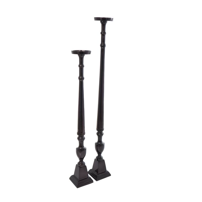 Aluminum Metal Tall Floor Candle Holder - Set of 2 Gold or Black - Roche River Decor