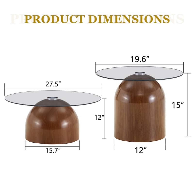 Nesting Coffee Table Set of 3,Glass Desktop for Living Room,Space Saving Circle Center Table for Saving Space,for Living Room