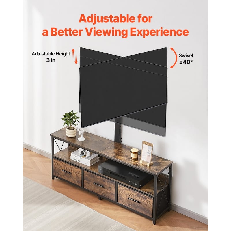 52" TV Stand with Mount for 75" TVs, Adjustable with Storage Drawers - 50.8 x 11.8 x 20.1 in