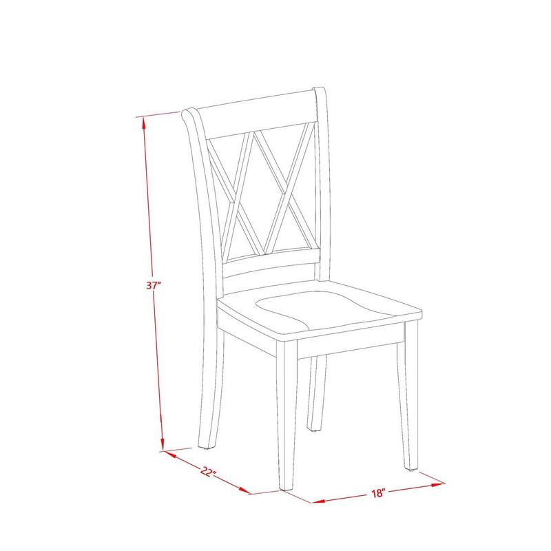 Double X Back Dining Chairs - Linen White Finish - Kitchen Accent Chairs - Set of 2