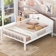 preview thumbnail 3 of 5, Kids Full Bed with House-Shaped Headboard and Guardrail, Wood Platform Bed Frame with Built-in Storage and LED Light, White
