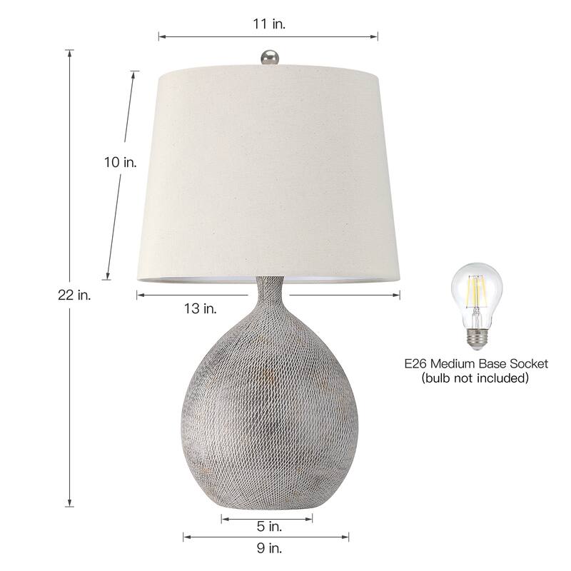 3-Way Ceramic Table Lamp with Hardback Shade - 22 in. H
