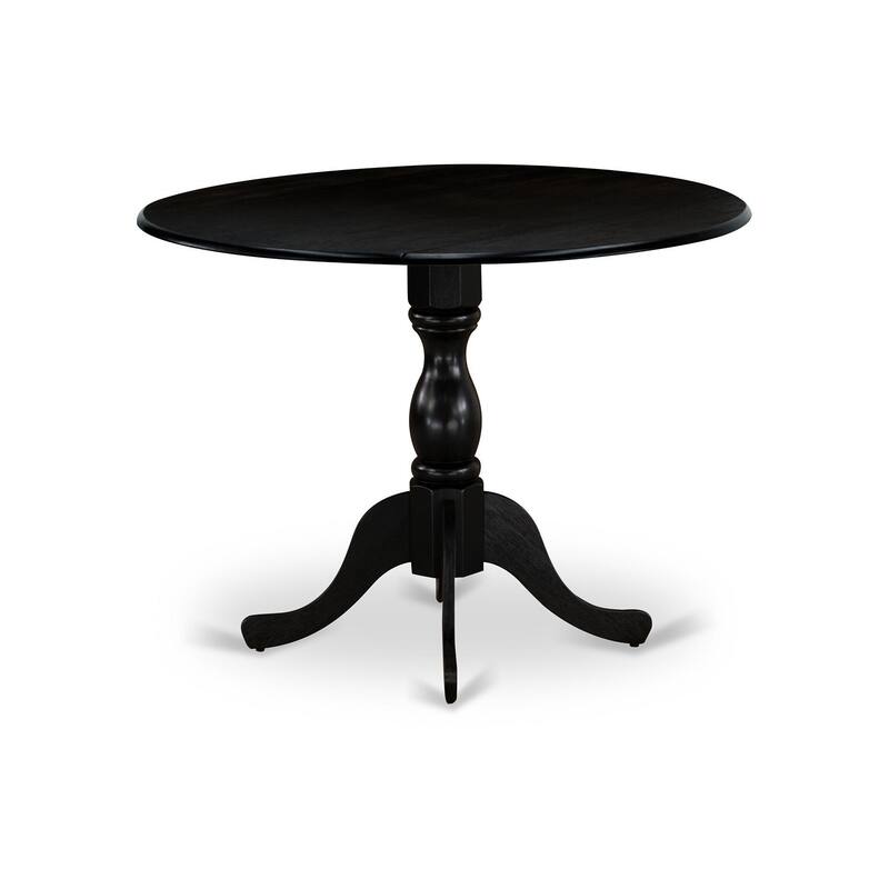 HomeStock 5-Piece Black Finish Solid Wood Top Dining table with 4 Chairs with Drop Leaf Slat Back