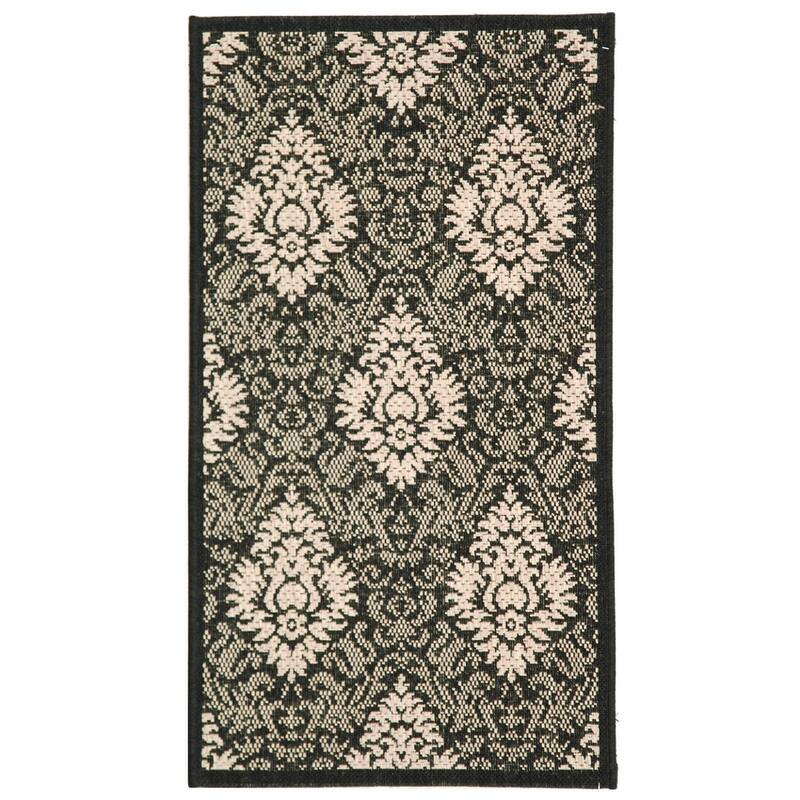 SAFAVIEH Courtyard Donara Boho Indoor/ Outdoor Waterproof Patio Backyard - 2' x 3' 7" - Black/Sand