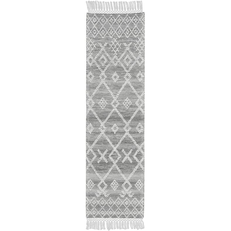 New Concept Washables Grey/Ivory Flat Woven Moroccan Indoor Area Rug