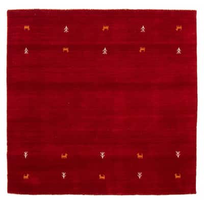 Kashkuli Gabbeh Red Rug 4'11" x 4'11" - 4'11 x 4'11