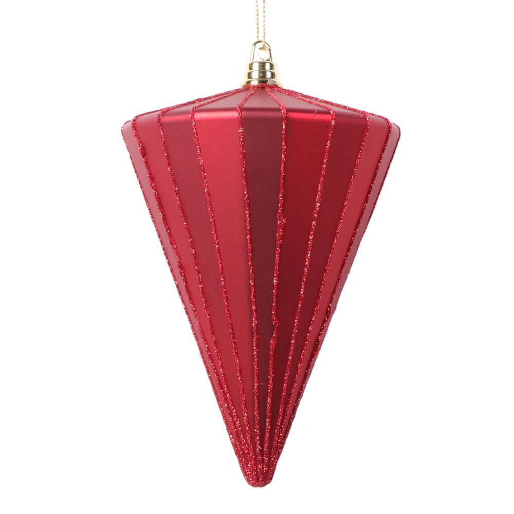 Vickerman 6" Matte Red Cone Ornament, 3 per bag.