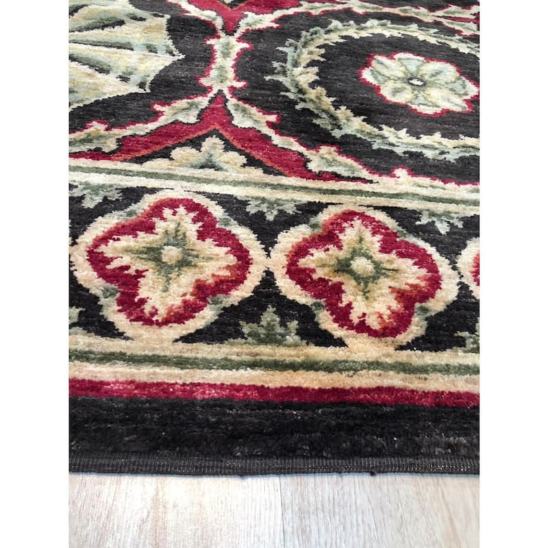Red Handwoven Wool Transitional Rug 12'6 x 16' - Hand Knotted Spun Wool Surged Edge Elegant Design - N/A