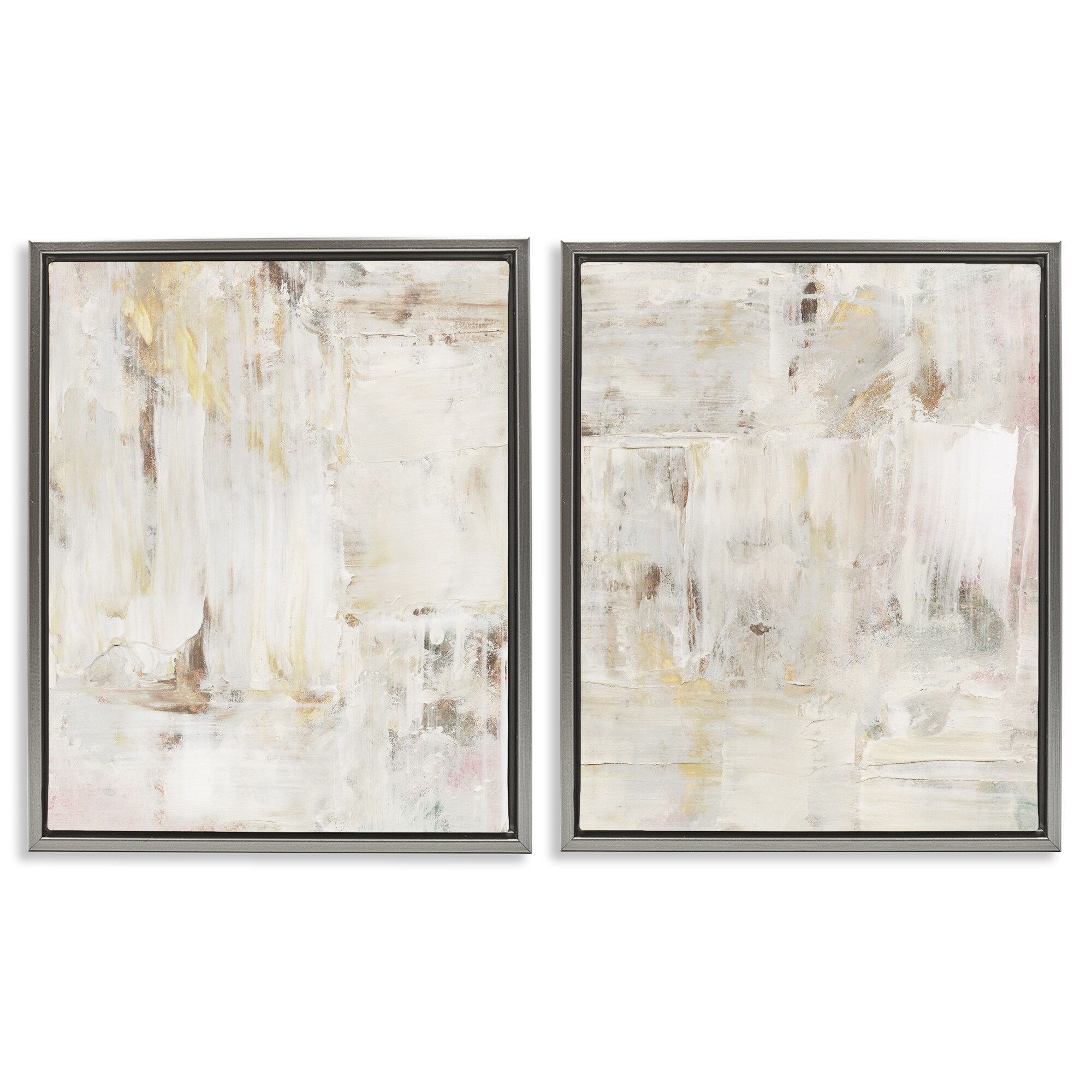 Stupell Contemporary Muted Abstracts Framed Floater Canvas Wall Art Design By Victoria Barnes (Set of 2)