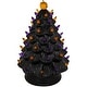 preview thumbnail 7 of 5, LED Lighted Ceramic Halloween Tree with Pumpkin - 14.75" - Black