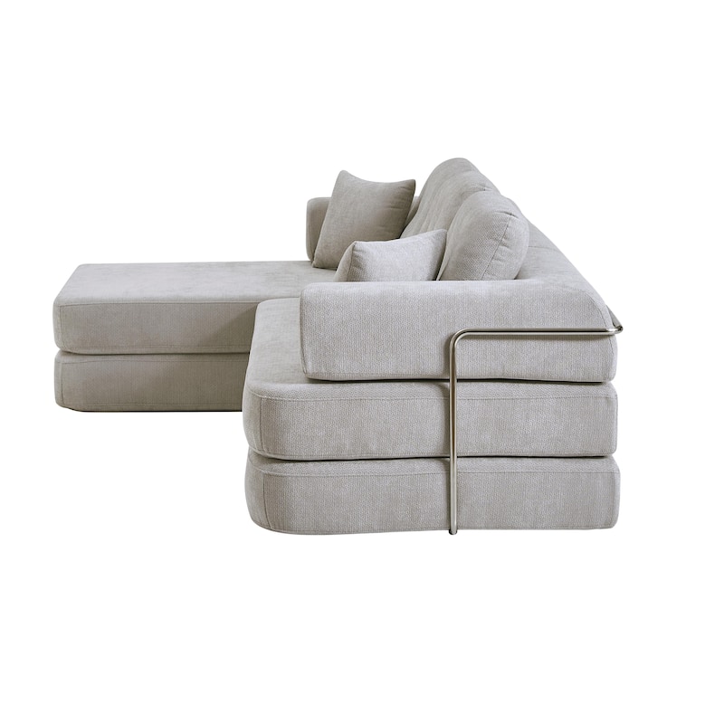 Chenille Memory Foam Sleeper Couch Freely Assembled Sectional Sofa with Chaise and Movable Armrests for Freely Assembled