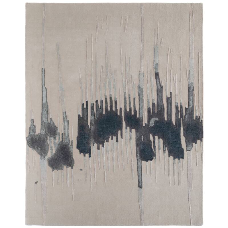 Ramiro R8882 Abstract Transitional Area Rug - 1'6" x 1'6" Square - Ivory/Blue/Gray