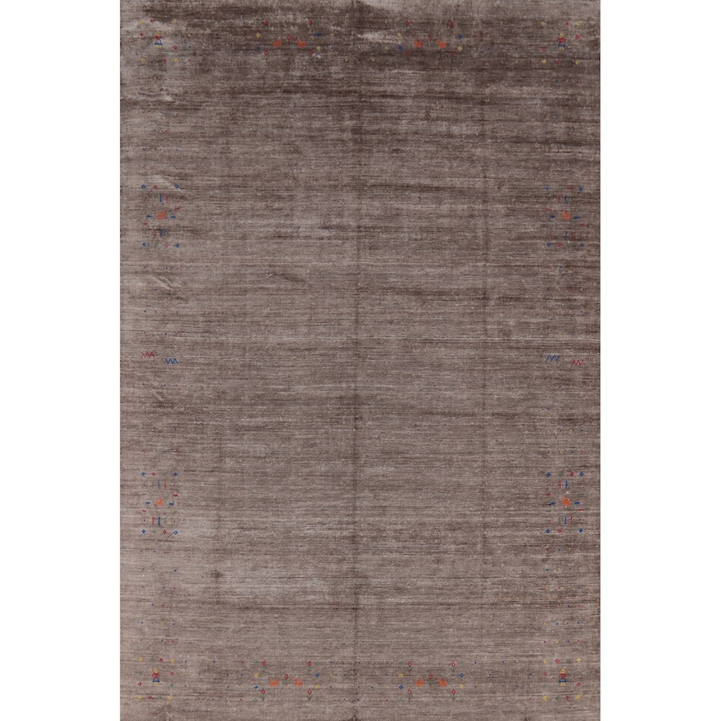Hand Knotted Oriental 100% Wool Carpet Tribal Tribal Brown Gabbeh Area Rug - 11' 9'' X 8' 9''