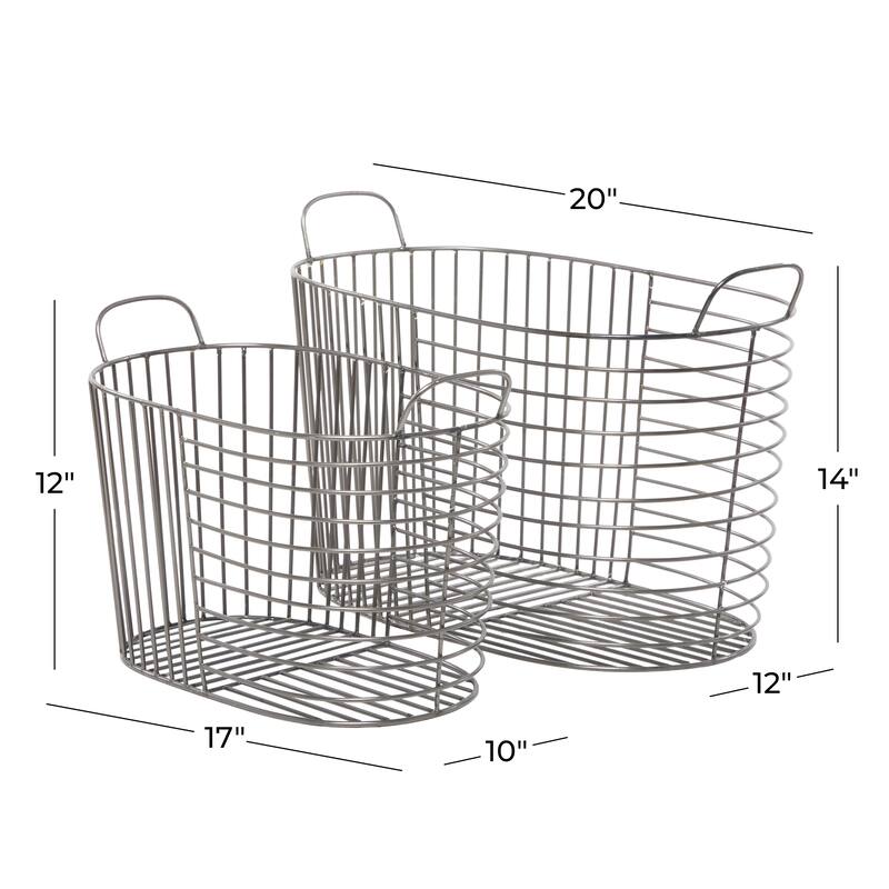 CosmoLiving by Cosmopolitan Modern Metal Storage Basket with Handles (Set of 2) - Gold, Silver, Dark Gray