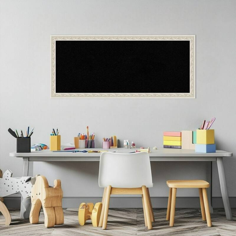 Bethany Silver Wood Framed Cork Board - Bulletin Board, Organization Board, Pin Board