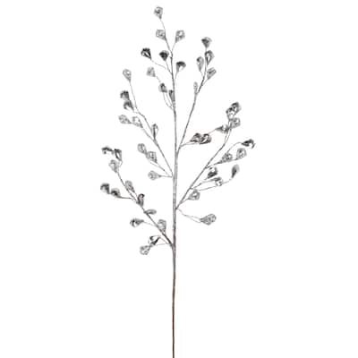 Glittered Artifcal Christmas Twig Spray - 30" - Silver