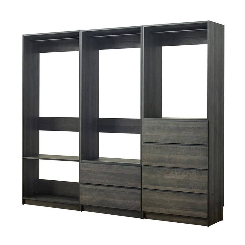 Dee Walk In Closet, Modular Freestanding Storage 4 Shelf 3 Rods, Black