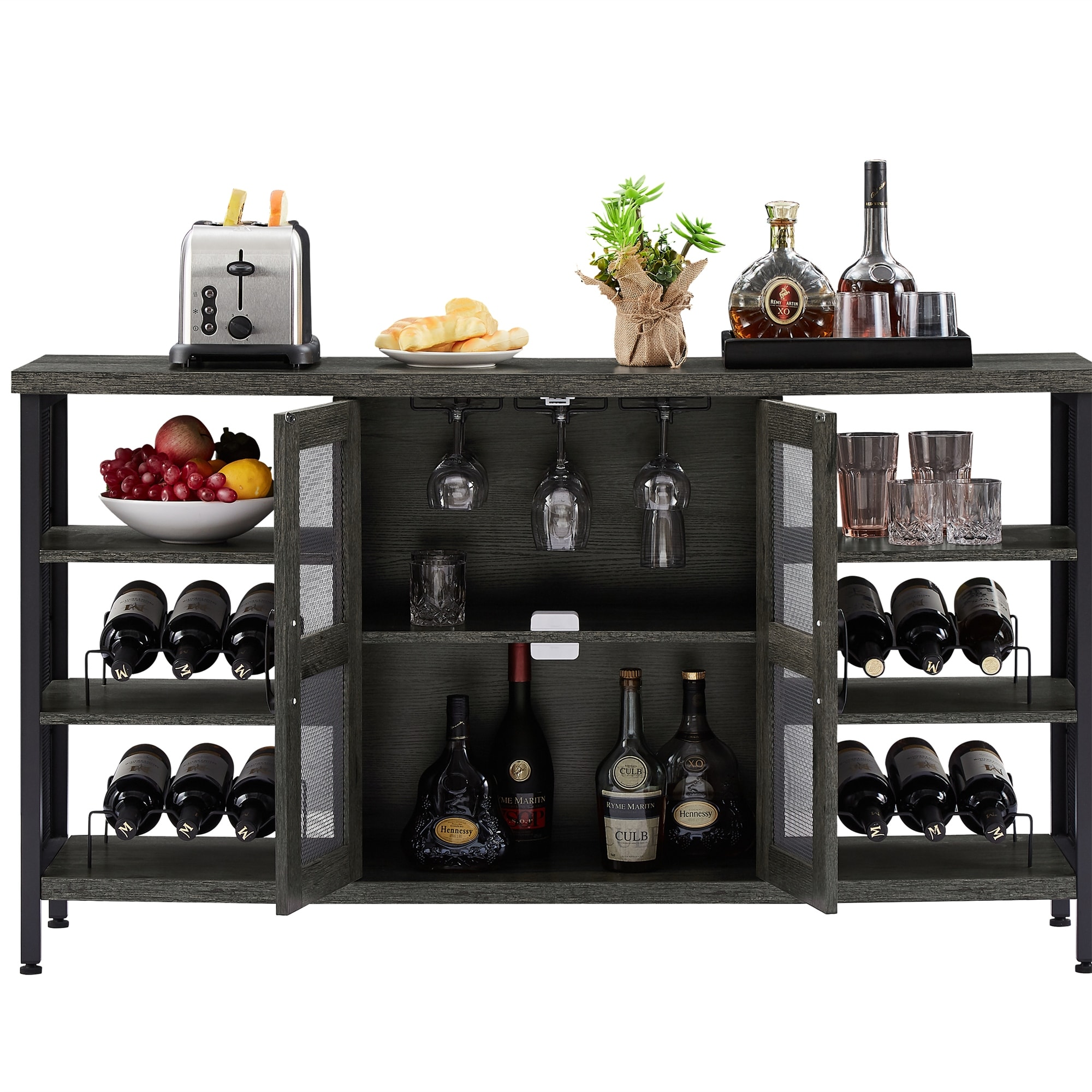 Wine shop rack credenza