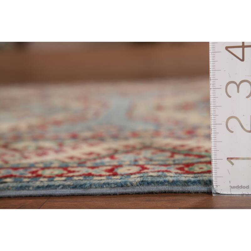 Light Blue Kazak Runner Rug Handmade Oriental Wool Carpet - 2'9" x 12'3"
