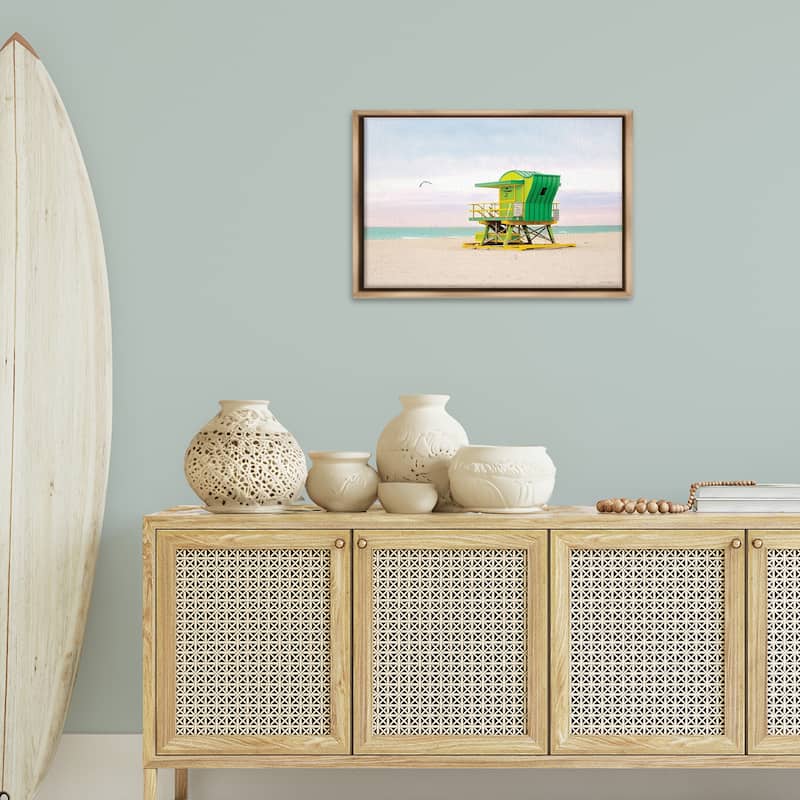 Stupell Lime Green Lifeguard Hut Framed Floater Canvas Wall Art Design By Seven Trees Design