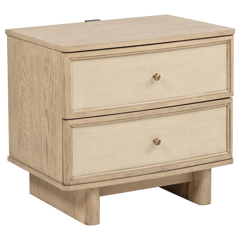 Kailani 2-drawer Nightstand Bedside Table Beige Oak - Beige Oak