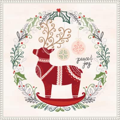 Hygge Christmas II by Noonday Design (22 x 22 in.), Framed Canvas Wall Art Print - Sylvie Beaded White