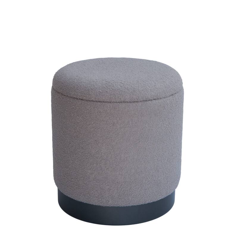 Handwoven Storage Ottoman with Matte Black Metal Base - Solid Wood Frame