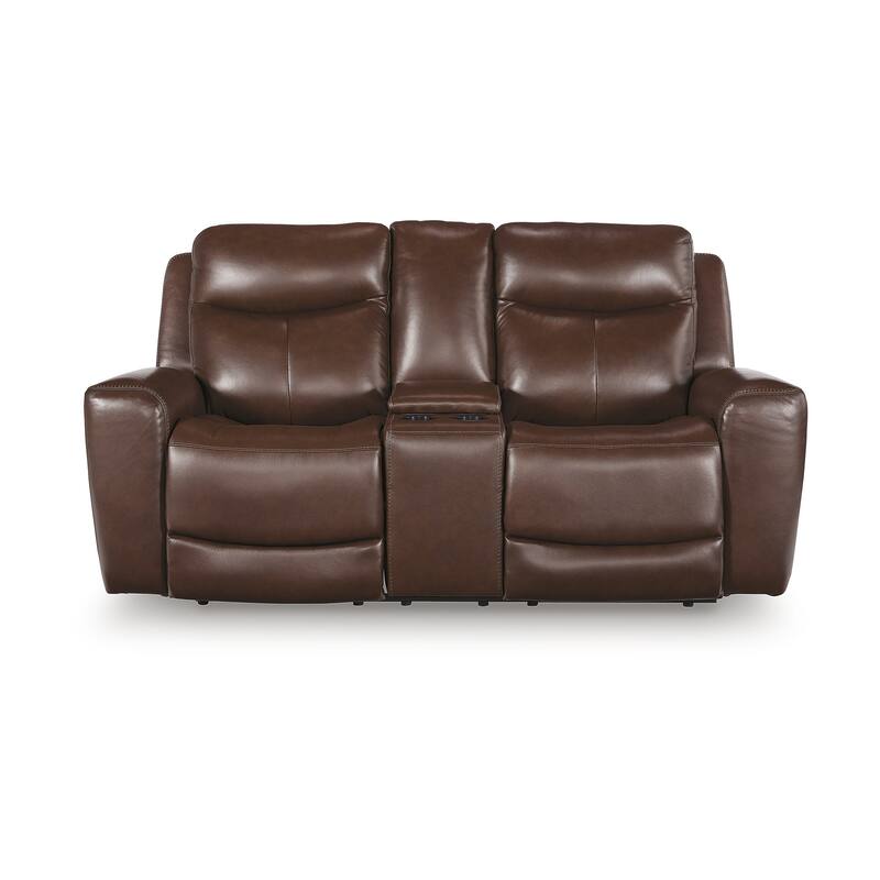 Signature Design by Ashley Mighty Moves Brown Power Reclining Loveseat with Console - 78" W x 40" D x 42" H