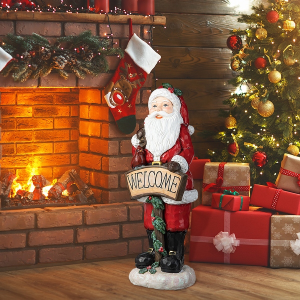 Glitzhome 28 in. H MGO Christmas Santa Porch Decor