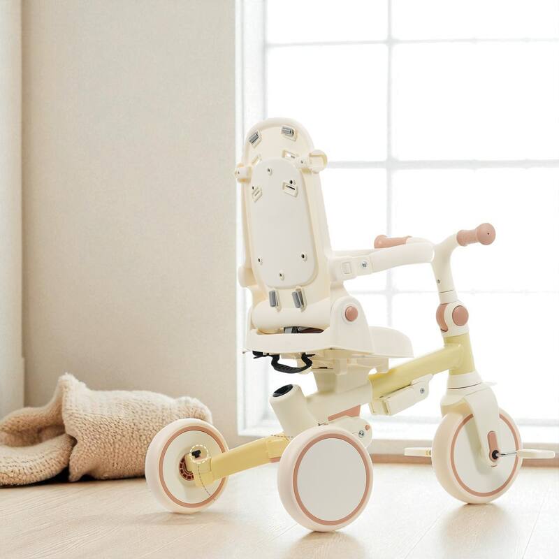 7-in-1 Baby Tricycle for Toddlers Ages 1-6, Foldable Push Trike with Parent Handle, Canopy, Guardrail & Pedals