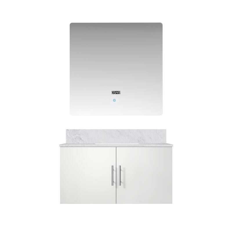 36-inch Bathroom Vanity with Marble Top, Soft Close Features,and Mirror -Scratch & Stain Resistant Countertop - 36 in ,Glossy White,Carrara Marble Countertop - Glossy White