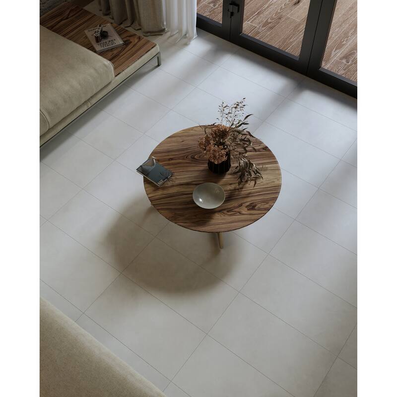 Construct 12 in. x 24 in. Glazed Porcelain Wall and Floor Tile - Matte Cream - 12 in. x 24 in.